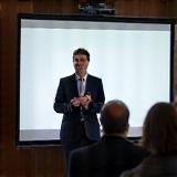Speaker leading a business seminar